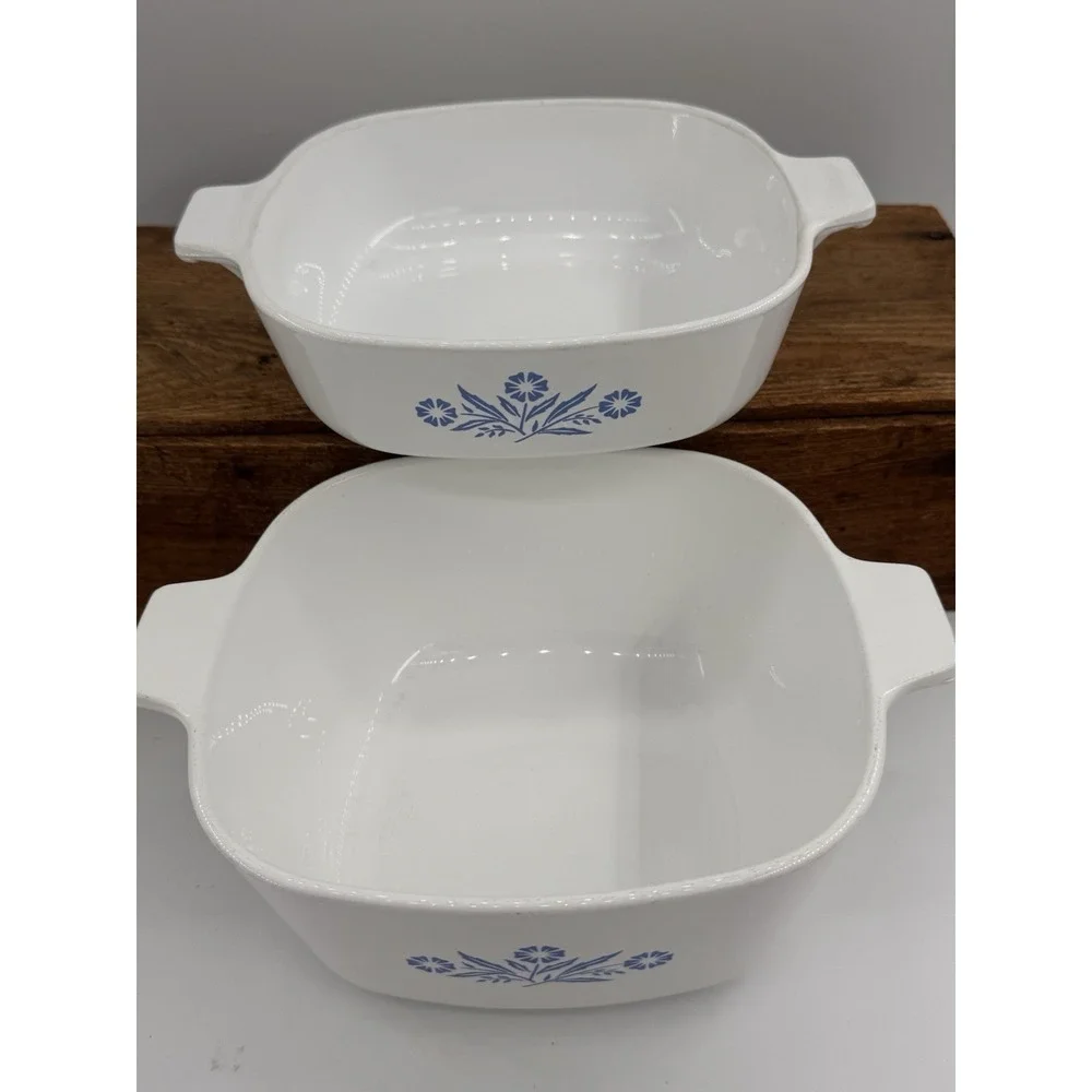 Vintage Corning Ware Blue Cornflower P-1-B One QT & P-1‎ 3/4-B 1 3/4 QT No Lids